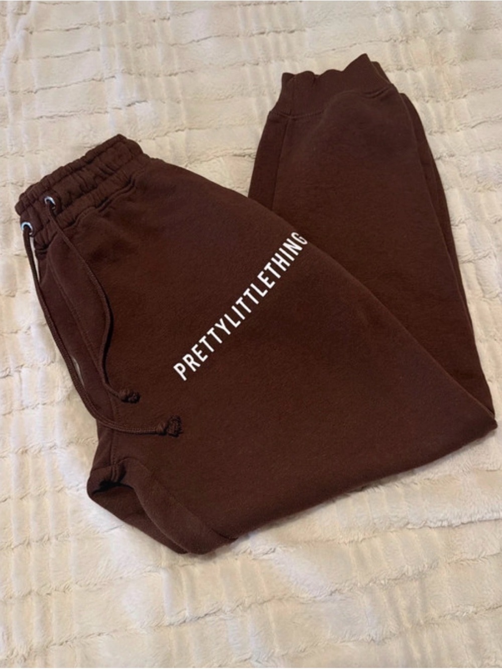 PrettyLittleThing Chocolate Brown Logo Joggers